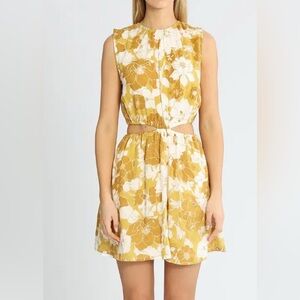 Faithfull the Brand Yellow Floral Mini Dress